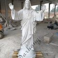 Church White Marble Jesus Statue Open Arms